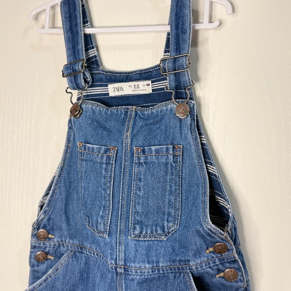 Zara Classic Blue Denim Overalls - Picture 2 of 6